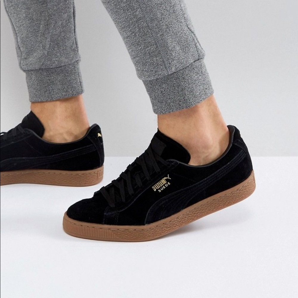 NEW Puma Black Suede Classic Sneaker with Gum Sole